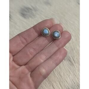 Native American Sterling Silver Round Golden Hills Turquoise Stud Post Earrings
